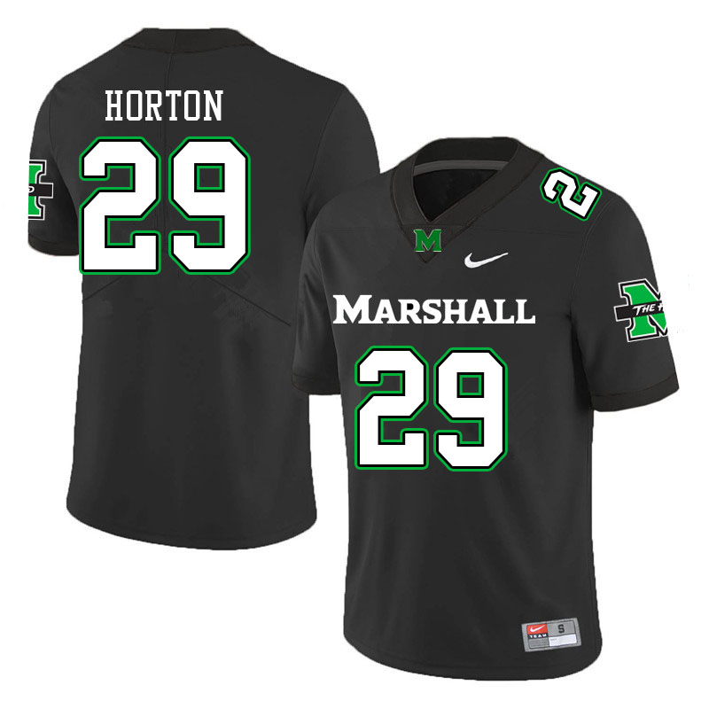 Men #29 Caleb Horton Marshall Thundering Herd College Football Jerseys Stitched-Black - Click Image to Close